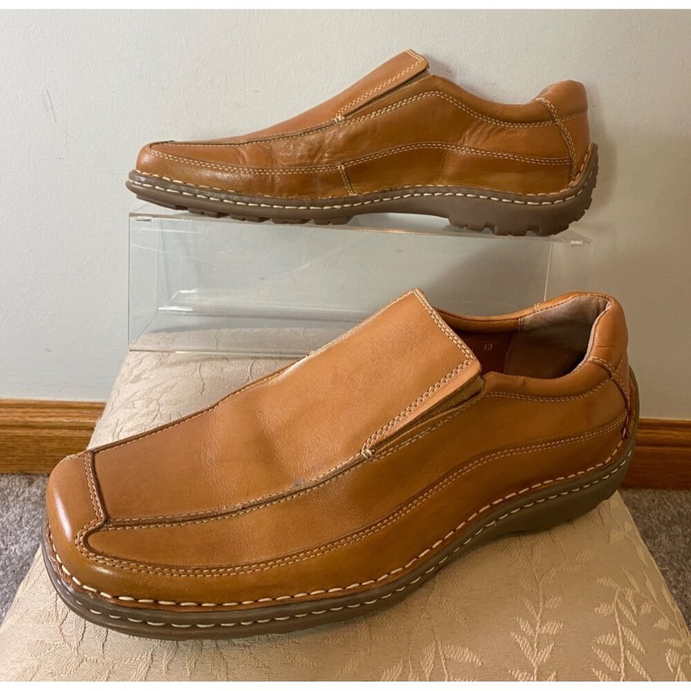 Steve Madden Mens Tan Leather Slip-On Loafers Casual Shoes Size 13